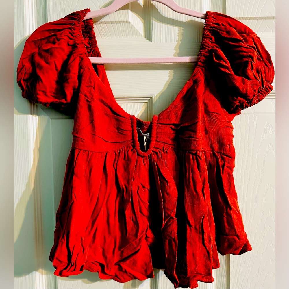 Harmony in Nature Short Sleeved Rust Color Flowy Women’s Shirt